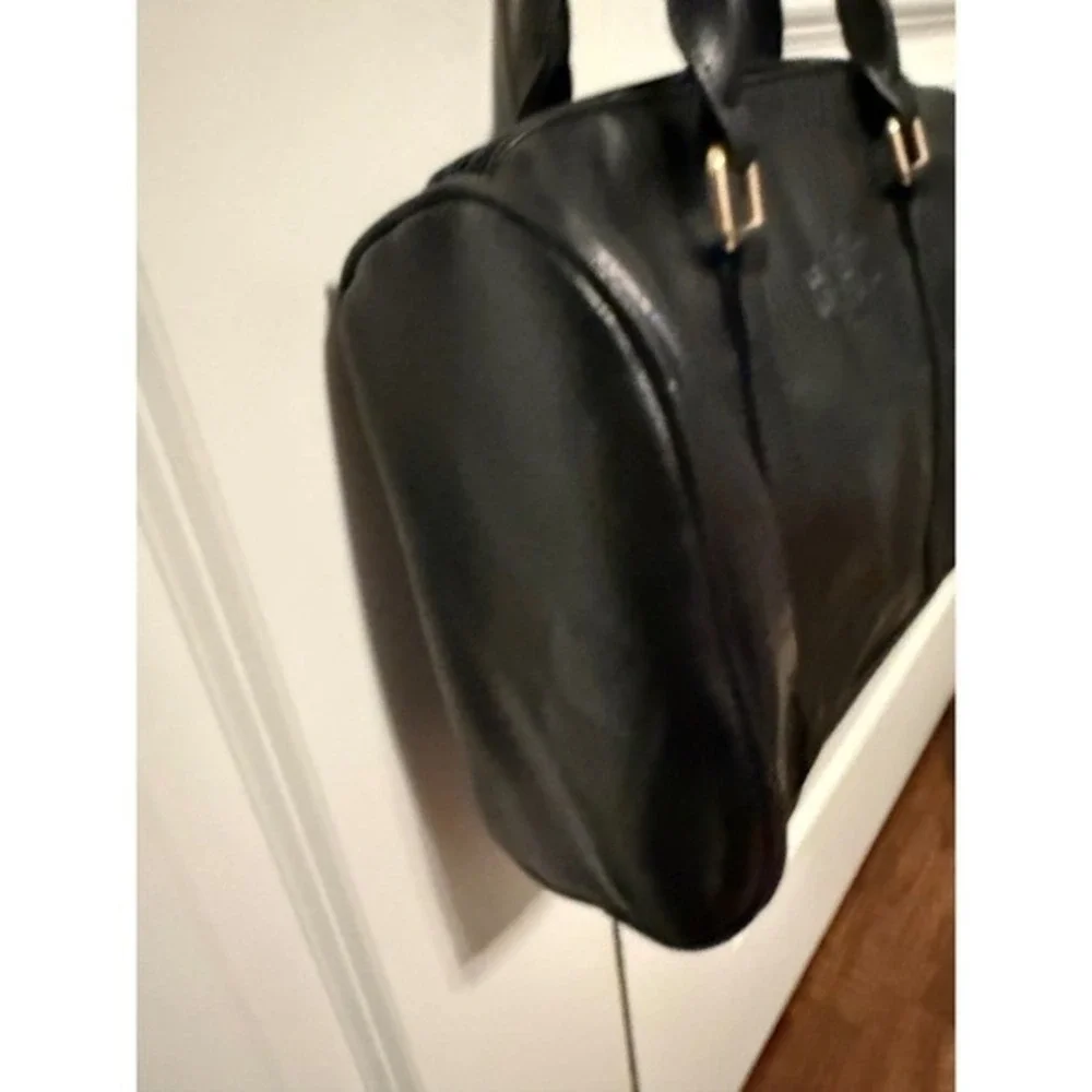 BENOSS‎ MILAN Black Faux Leather Satchel Handbag Gold Tone Hardware